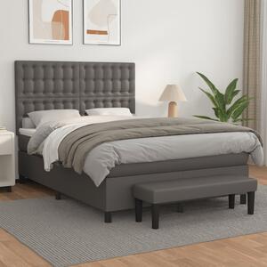 Box spring postel s matrací šedá 140x200 cm umělá kůže 3137669