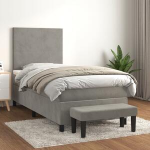 Box spring postel s matrací světle šedá 90x190 cm samet 3137695