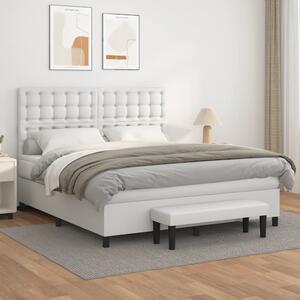 Box spring postel s matrací bílá 160x200 cm umělá kůže 3137672