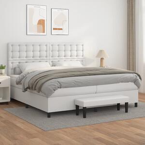 Box spring postel s matrací bílá 200x200 cm umělá kůže 3137684