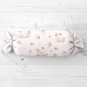 Biante Polštář válec bonbon Sandra SA-610 Labutě mezi lekníny na bílém 15x40 cm