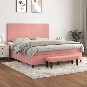 Box spring postel s matrací růžová 160x200 cm samet 3137736