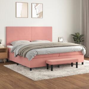 Box spring postel s matrací růžová 200x200 cm samet 3137748