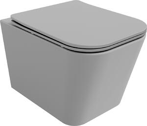 MEXEN - Teo WC mísa Rimless, WC sedátko se zpomalovacím mechanismem, Slim, duroplast - světle šedá matná - 30854061