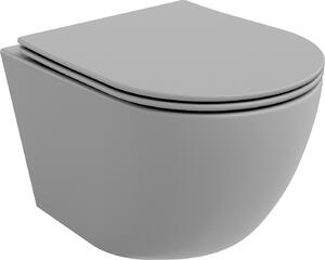 MEXEN - Lena WC mísa Rimless, WC sedátko se zpomalovacím mechanismem, Slim, duroplast - světle šedá matná - 30224061