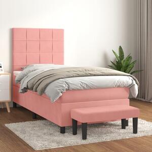 Box spring postel s matrací růžová 80 x 200 cm samet 3137814