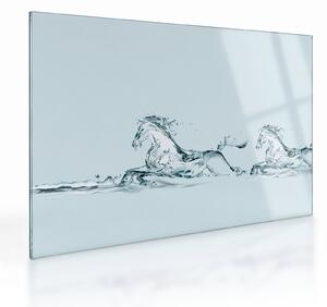 Skleněný obraz - Koně z kapek vody (70x50 cm)