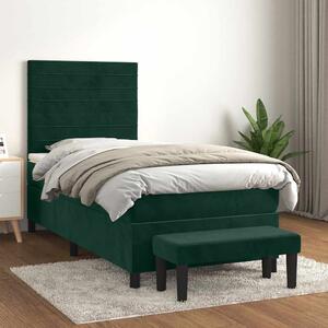 Box spring postel s matrací tmavě zelená 80 x 200 cm samet 3137872