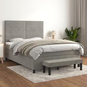 Box spring postel s matrací světle šedá 140x190 cm samet 3137899