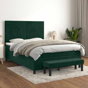 Box spring postel s matrací tmavě zelená 140x190 cm samet 3137902