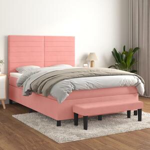 Box spring postel s matrací růžová 140x190 cm samet 3137904