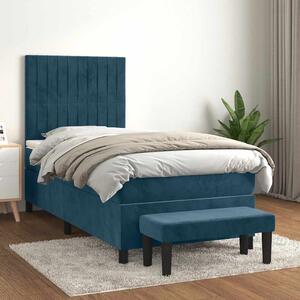 Box spring postel s matrací tmavě modrá 90x190 cm samet 3137939
