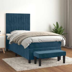 Box spring postel s matrací tmavě modrá 90x200 cm samet 3137945