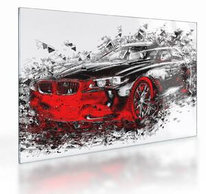 Skleněný obraz - Malované auto v akci (70x50 cm)