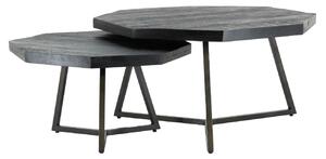 By-Boo Set dvou černých dřevěných konferenčních stolků Octagon 76/60 cm
