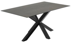 Černý porcelánový jídelní stůl Kave Home Argo 180 x 100 cm s černou podnoží