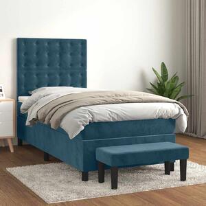 Box spring postel s matrací tmavě modrá 90x190 cm samet 3138059