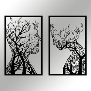 Hanah Home Nástěnná kovová dekorace Lidské profily ve stromech 86x63 cm černá
