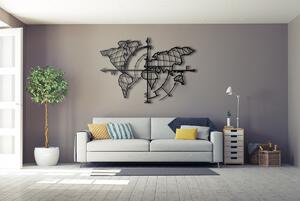 Hanah Home Nástěnná kovová dekorace Kompas 65x95 cm černá