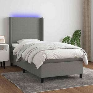 Box spring postel s matrací a LED tmavě šedá 80 x 200 cm textil 3138110