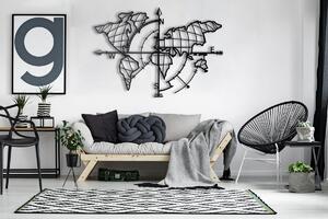 Hanah Home Nástěnná kovová dekorace Kompas 65x95 cm černá
