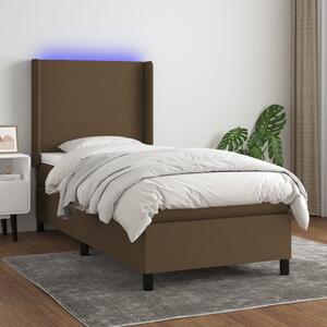 Box spring postel s matrací a LED tmavě hnědá 80x200 cm textil 3138112