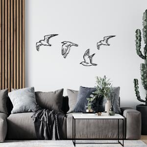Hanah Home Nástěnná kovová dekorace Ptáci 100x24 cm černá