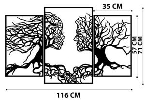 Hanah Home Nástěnná kovová dekorace Lidské profily ve stromech 116x71 cm černá