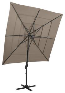 4stupňový zahradní slunečník s hliníkovou tyčí taupe 250x250 cm 313823