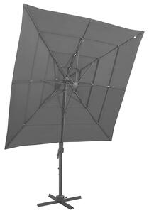 4stupňový zahradní slunečník hliníková tyč antracit 250x250 cm 313822