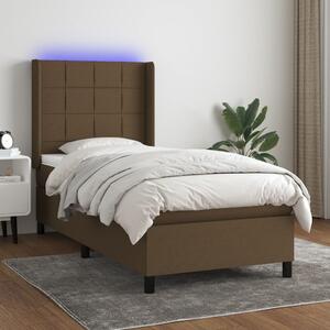 Box spring postel s matrací a LED tmavě hnědá 80x200 cm textil 3138272