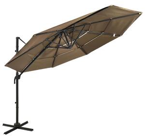 4stupňový zahradní slunečník s hliníkovou tyčí taupe 3 x 3 m 313831