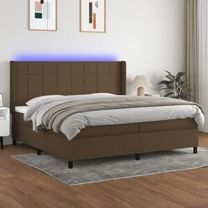 Box spring postel s matrací a LED tmavě hnědá 200x200 cm textil 3138344