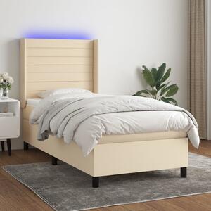 Box spring postel s matrací a LED krémová 80 x 200 cm textil 3138354