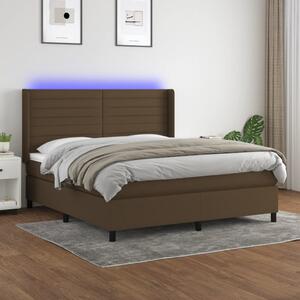 Box spring postel s matrací a LED tmavě hnědá 160x200 cm textil 3138408