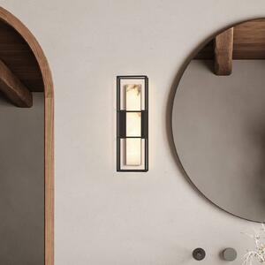 Quintiesse LED venkovní nástěnné svítidlo BLAKLEY černá/alabastrová výška 41 cm IP44, stmívatelný, Černá, Koupelna, kov