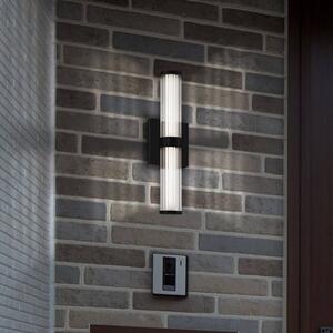 Quintiesse LED venkovní nástěnné svítidlo FAYTON, černé, výška 36 cm, kov, IP44, stmívatelný, Černá, Koupelna, kov, Moderní