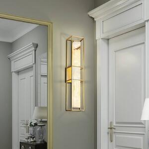 Quintiesse LED venkovní nástěnné svítidlo BLAKLEY, zlatá/alabastrová, výška 61 cm, IP44, stmívatelný, Mosaz / zlato, Koupelna, kov