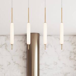 Quintiesse Závěsné světlo LED CUMBERLAND, zlaté, Ø 13 cm, kov/sklo, stmívatelný, Mosaz / zlato, Obývací pokoj / jídelna, kov, Moderní