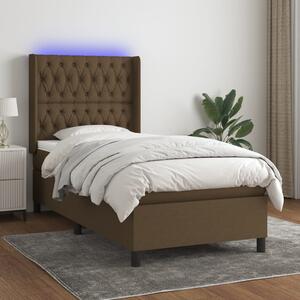 Box spring postel s matrací a LED tmavě hnědá 80x200 cm textil 3138512