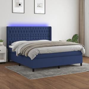 Box spring postel s matrací a LED modrá 160x200 cm textil 3138571
