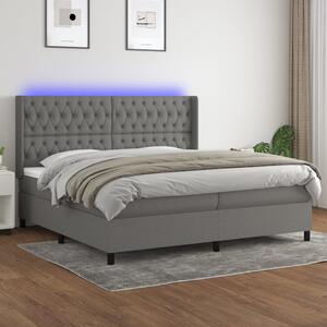 Box spring postel s matrací a LED tmavě šedá 200x200 cm textil 3138582