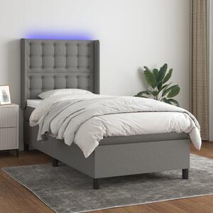 Box spring postel s matrací a LED tmavě šedá 80 x 200 cm textil 3138590