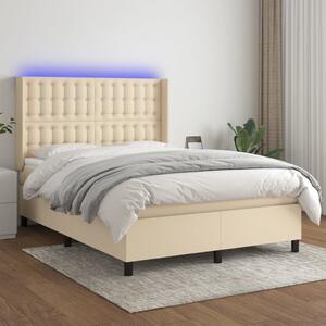 Box spring postel s matrací a LED krémová 140x190 cm textil 3138634