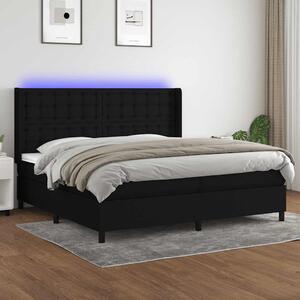 Box spring postel s matrací a LED černá 200x200 cm textil 3138663