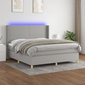 Box spring postel s matrací a LED světle šedá 160x200 cm textil 3138725