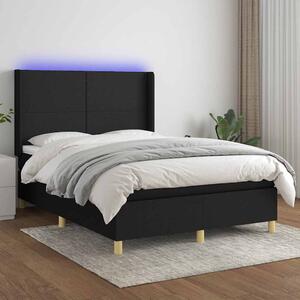 Box spring postel s matrací a LED černá 140x200 cm textil 3138719