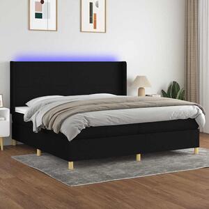 Box spring postel s matrací a LED černá 200x200 cm textil 3138743