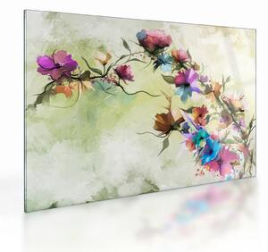 Skleněný obraz - Malba pnoucí květiny (70x50 cm)