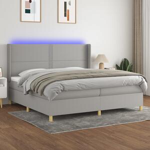 Box spring postel s matrací a LED světle šedá 200x200 cm textil 3138821